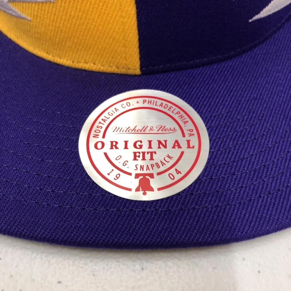 Los Angeles Lakers Hat Cap Snap Back Purple Yellow NBA Basketball Mitchell Ness